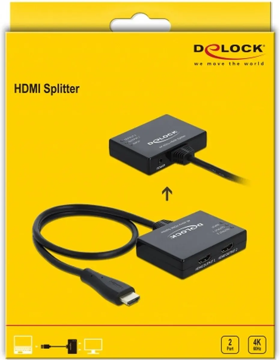 Delock HDMI Splitter 87747 - 1x2 - 4K 60Hz - Zwart