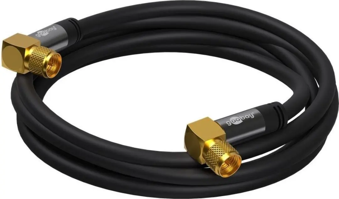 Goobay F(m) Coaxkabel 1m - 10 Stuks - Verguld Haaks