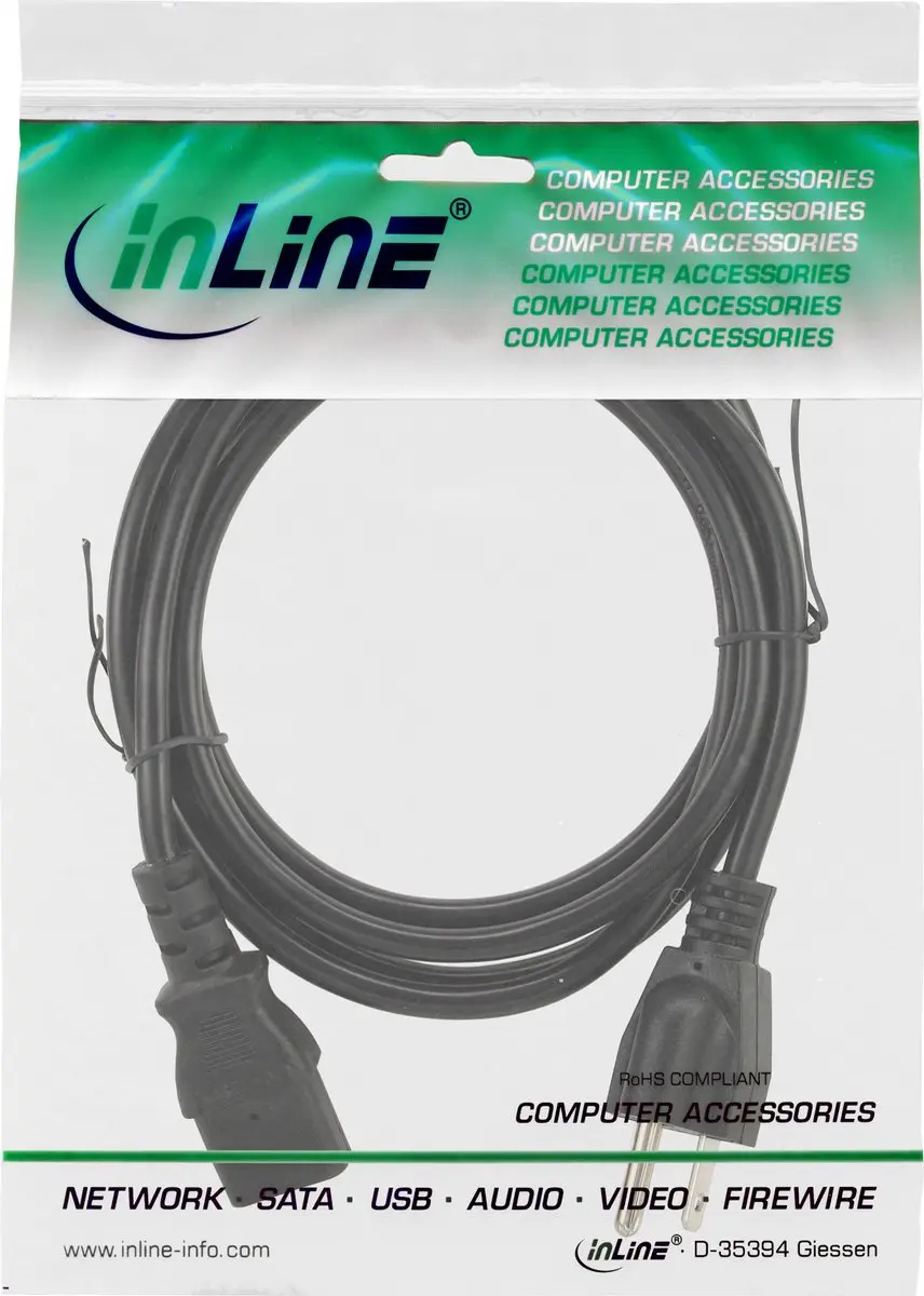 InLine USA Stroomkabel C13 - 1,8m - Zwart