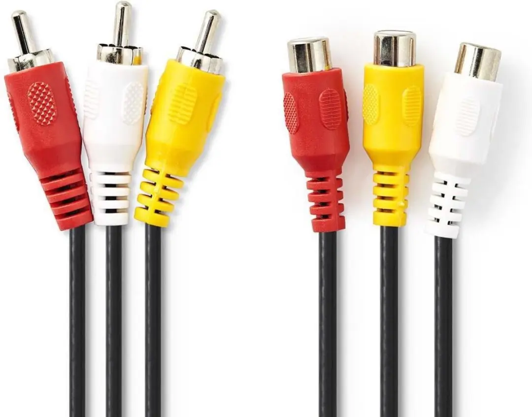 Nedis Composiet Videokabel CVGP24305BK50 - 5m - 3x RCA Male/Female - Zwart
