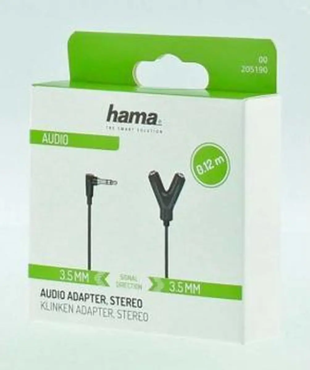 Hama Audioadapter 3,5mm Jack - 2x3,5mm Stereo - Zwart