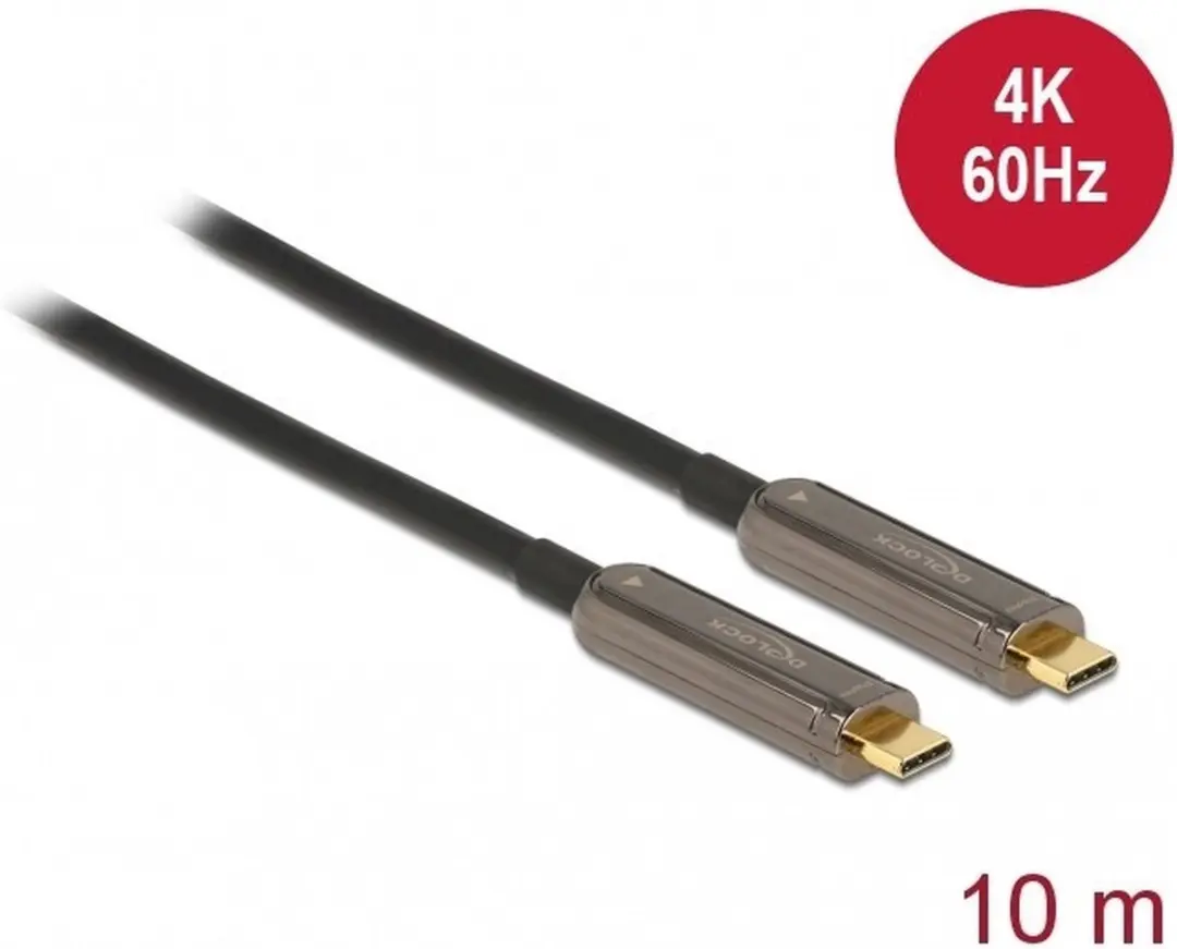 Delock Actieve USB-C naar USB-C Videokabel 4K 60Hz HDR - 10m - Zwart