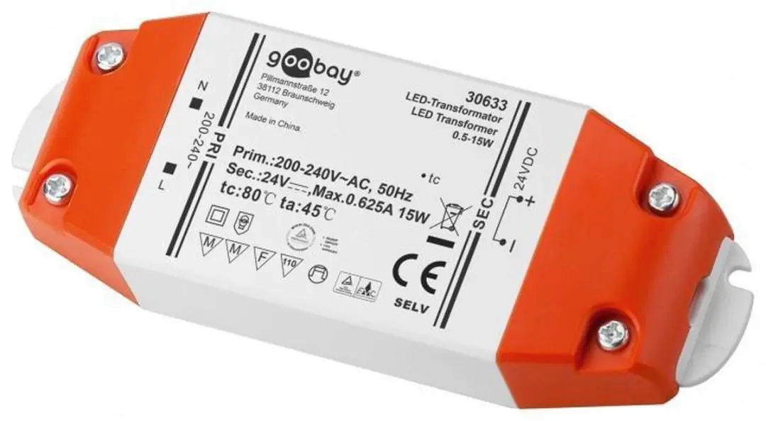 Goobay LED-transformator 24V 15W - Wit/Oranje