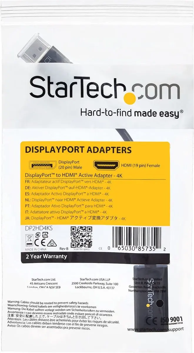 Startech DisplayPort naar HDMI 1.4 Adapter DP2HD4KS - 4K 30Hz - afbeelding 6 van 6