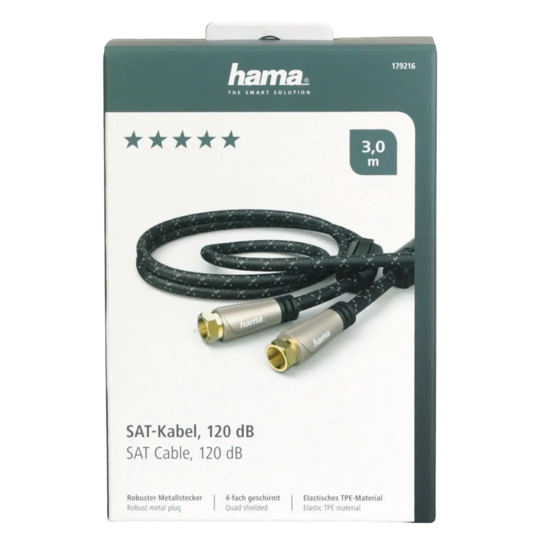 Hama 179216 Satellietkabel 3m - 120dB - 8K/4K - F-connector - Zwart
