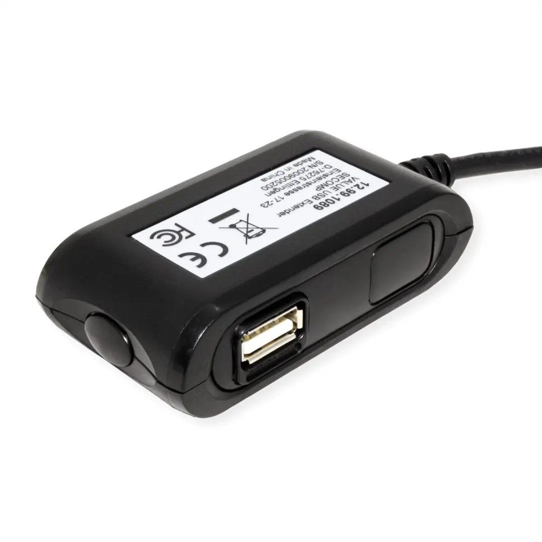 Value USB 2.0 Verlenging 2-voudig 5m - Zwart