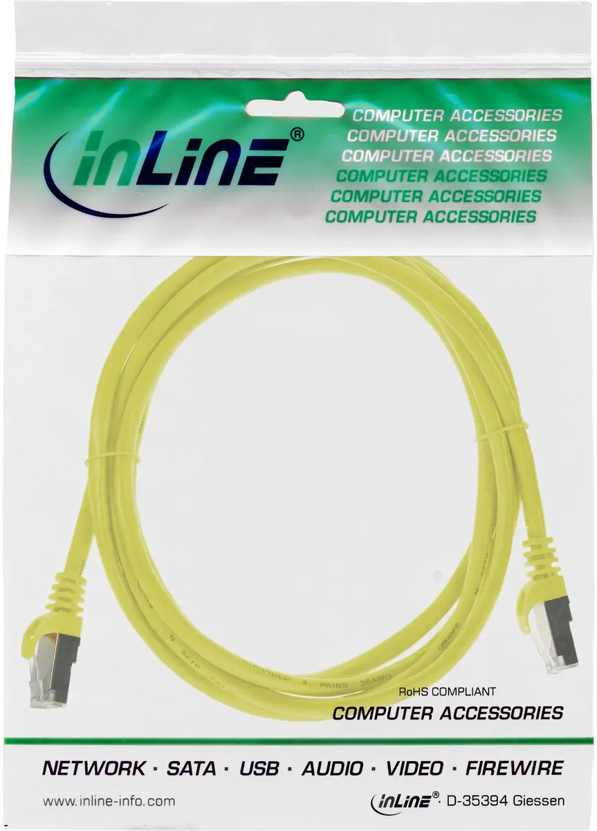 InLine Patchkabel Cat.5e SF/UTP Geel 0,5m
