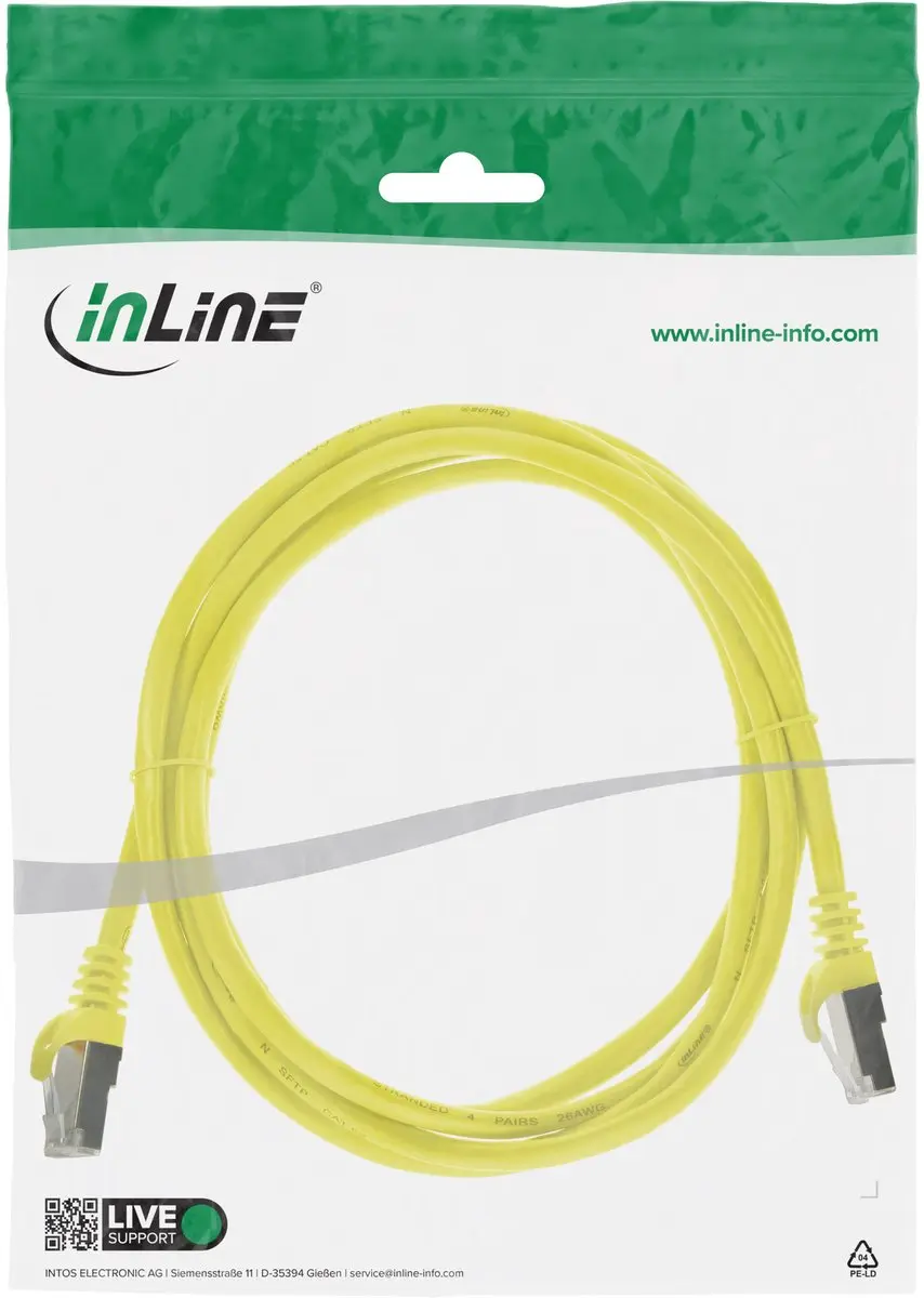 InLine Patchkabel Cat.5e SF/UTP Geel 0,5m