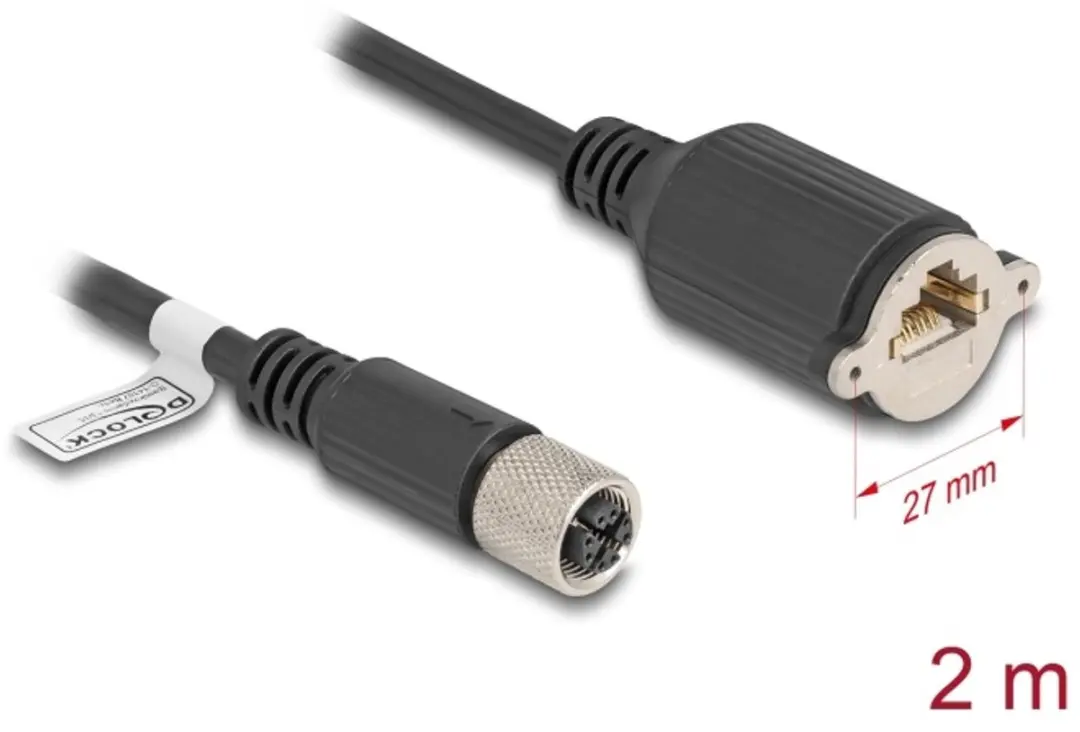 Delock M12 X-coded 8-pin Female naar RJ45 Cat.6A Kabel