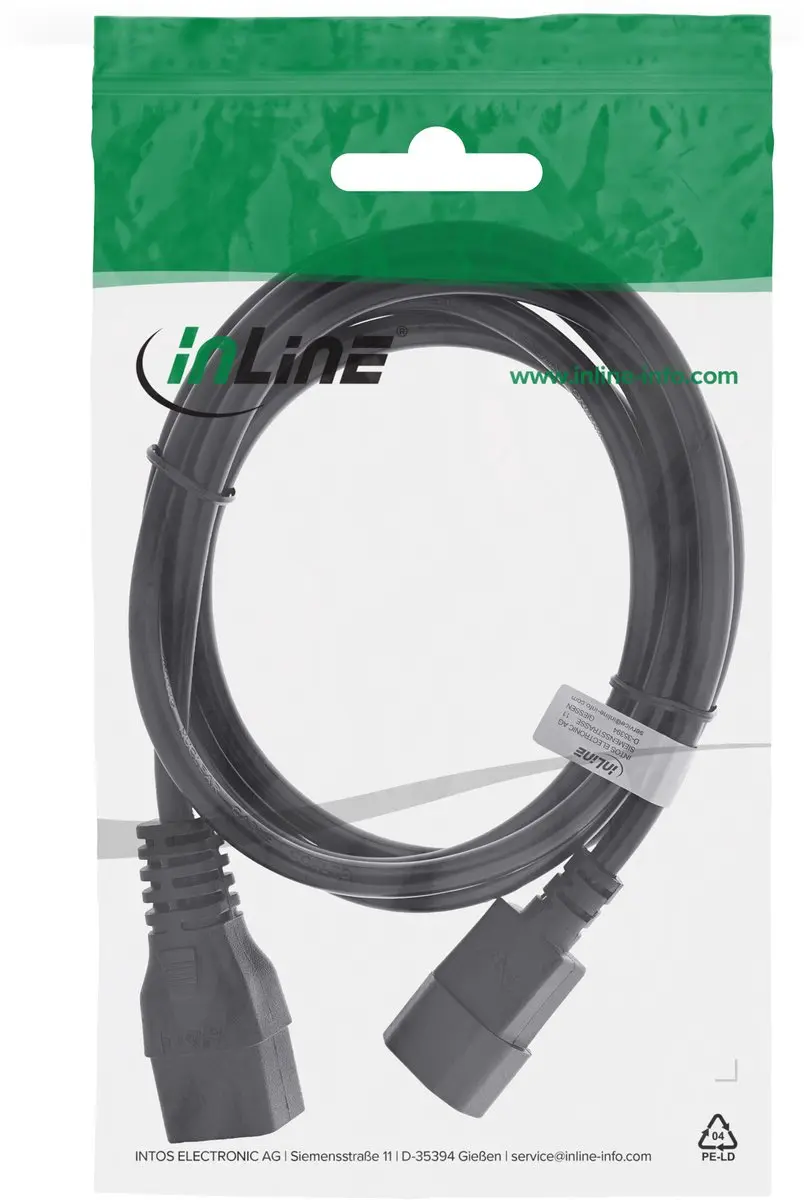 InLine C19-C14 Stroomkabel 3x1,50mm - 2m - Zwart