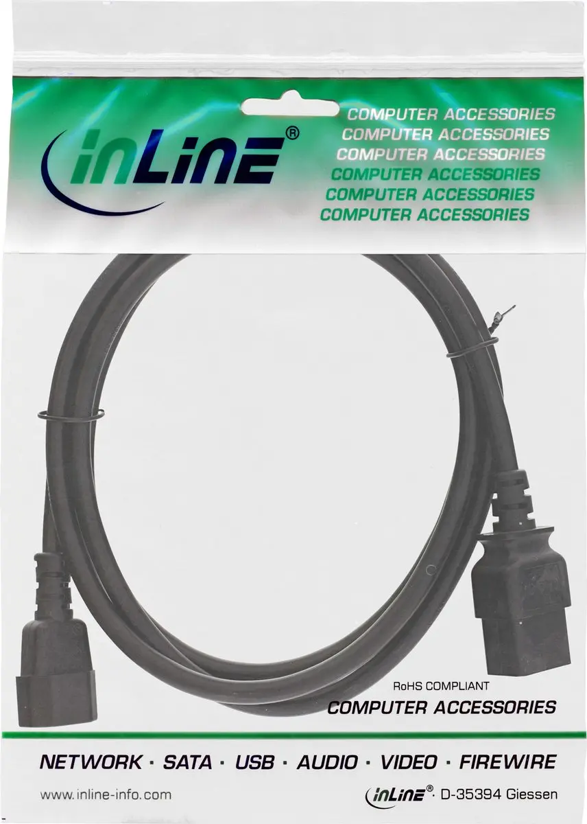 InLine C19-C14 Stroomkabel 3x1,50mm - 2m - Zwart