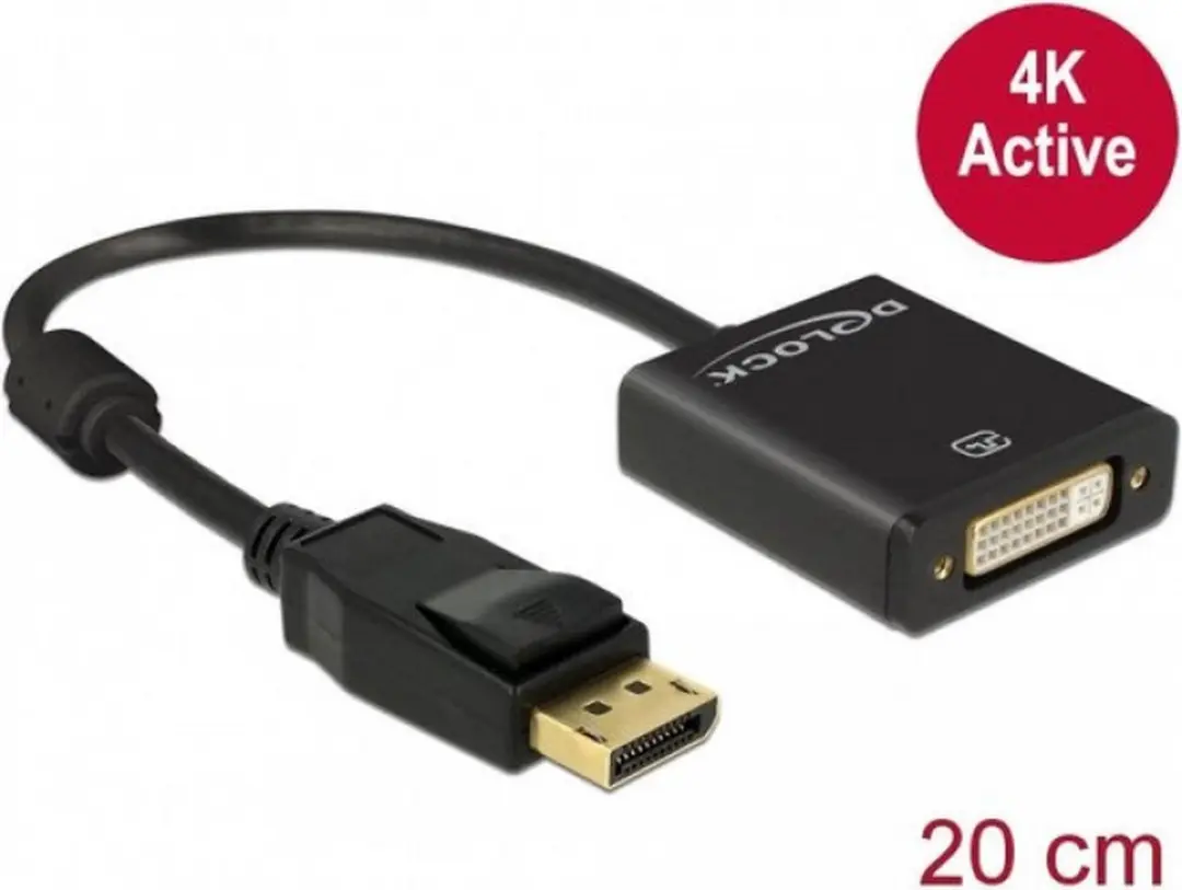 Delock DisplayPort naar DVI Actieve Adapter DP1.2 1920x1200 - 0,2m - Zwart