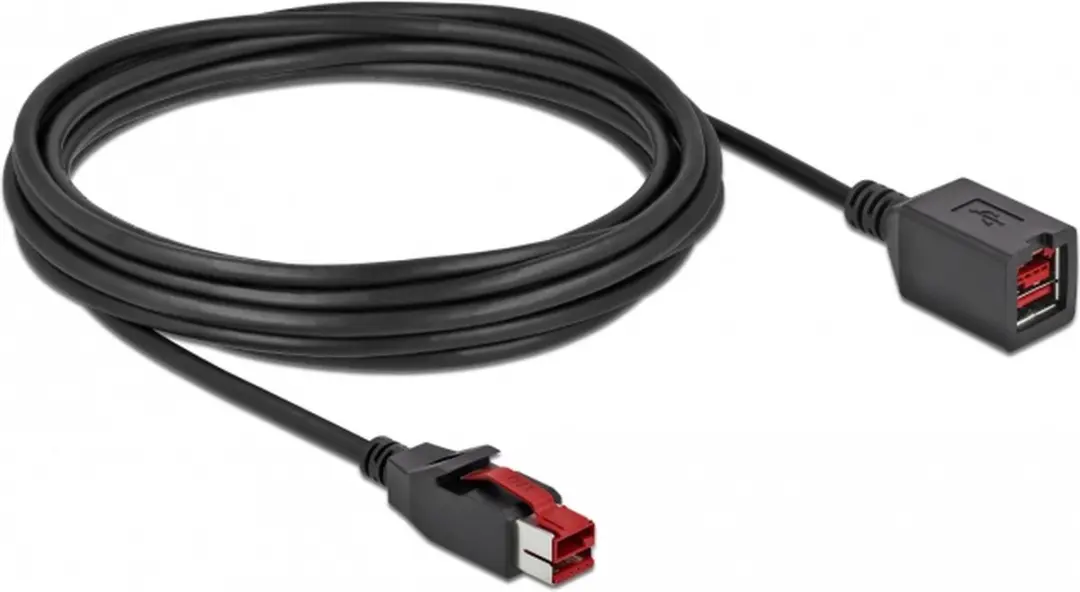 Delock PoweredUSB Verlengkabel 24V 5m - Zwart