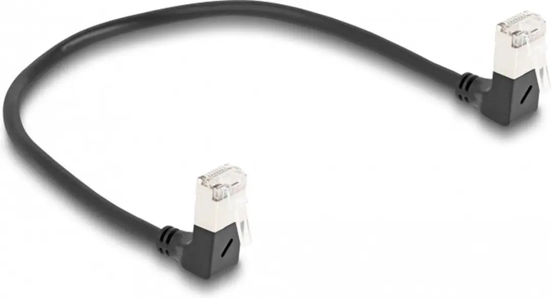 Delock RJ45 Cat.6A S/FTP Kabel 90° - 0,25m - Zwart