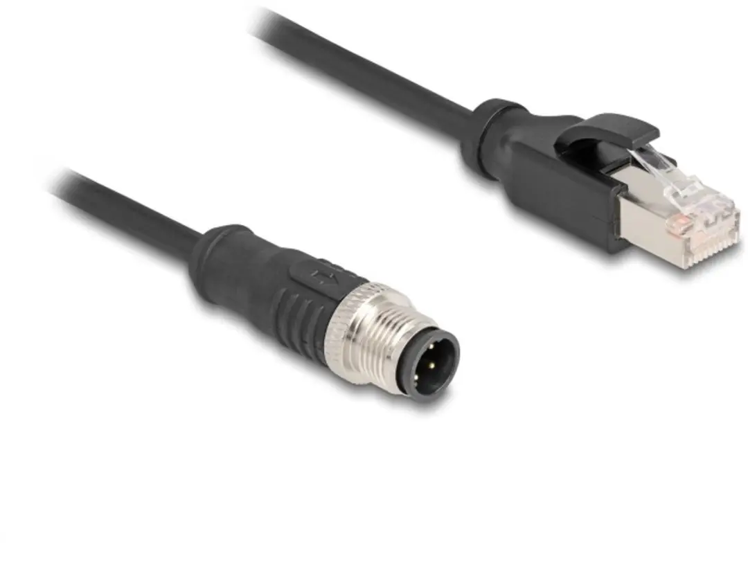 Delock M12 4-pins D-gecodeerd CAT5e Netwerkkabel 1m