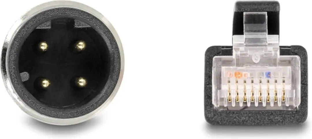 Delock M12 4-pins D-gecodeerd CAT5e Netwerkkabel 1m - Zwart