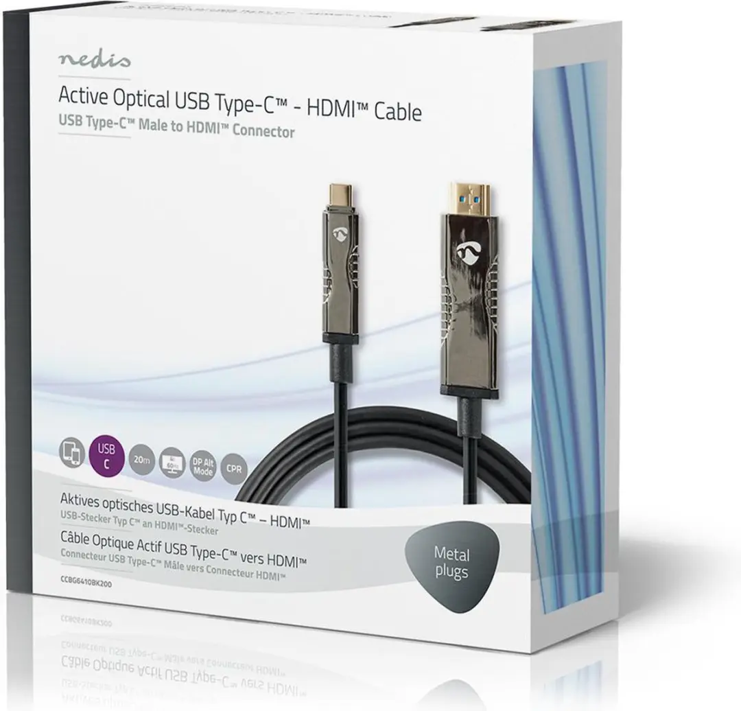 Nedis CCBG6410BK200 Actieve USB-C naar HDMI Kabel 18Gbps 20m - Zwart