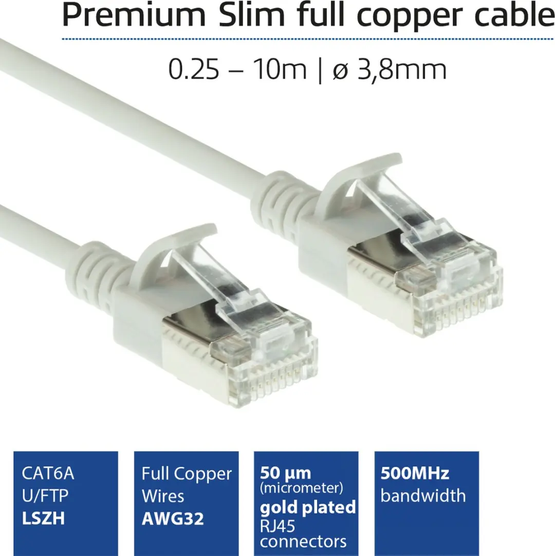 ACT DC7052 Patchkabel CAT6A U/FTP Grijs - 0,25m - Snagless