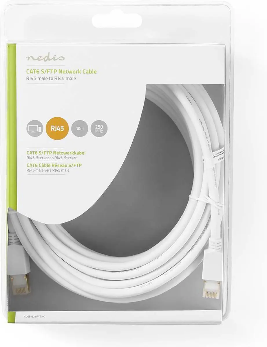 Nedis CAT6 Netwerkkabel CCGB85221WT100 - 10m - Wit