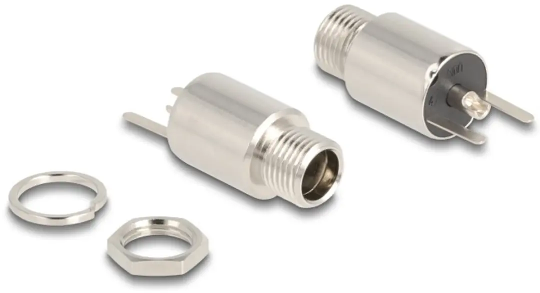Delock DC 5.5x2.5mm Vrouwelijk Soldeerconnector - 20V/10A - Zilver