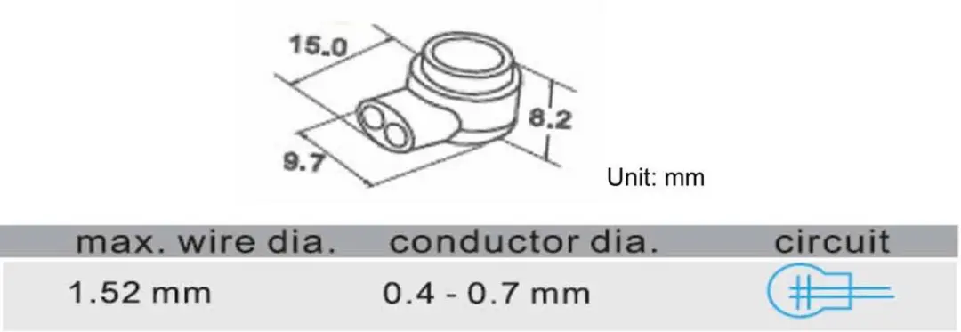 Tru Components Draadconnector Geel - 2 Polig - 100 Stuks