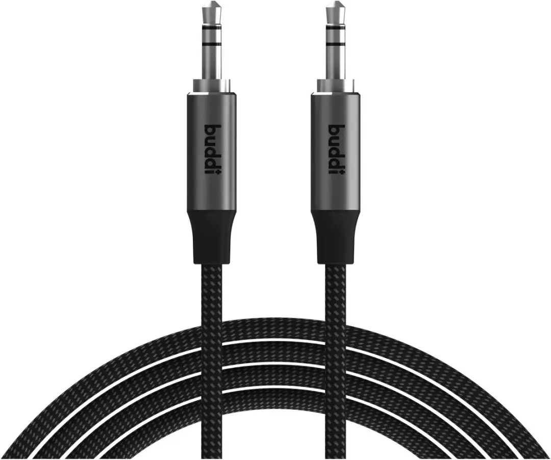 Buddi Flex Aux Kabel 3.5mm Jack - 10M - Zwart/Grijs