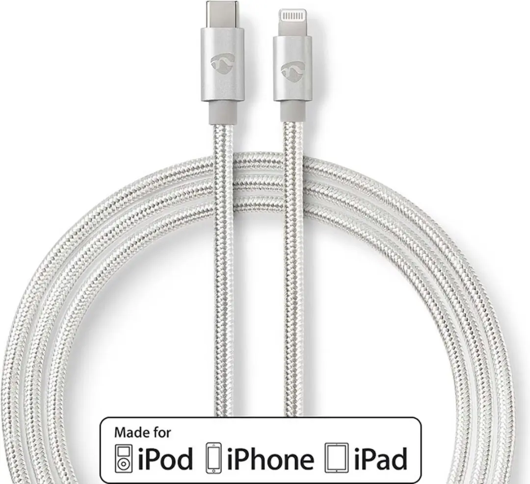 Nedis Lightning Kabel USB-C 8-Pins 1m - Verguld - Zilver