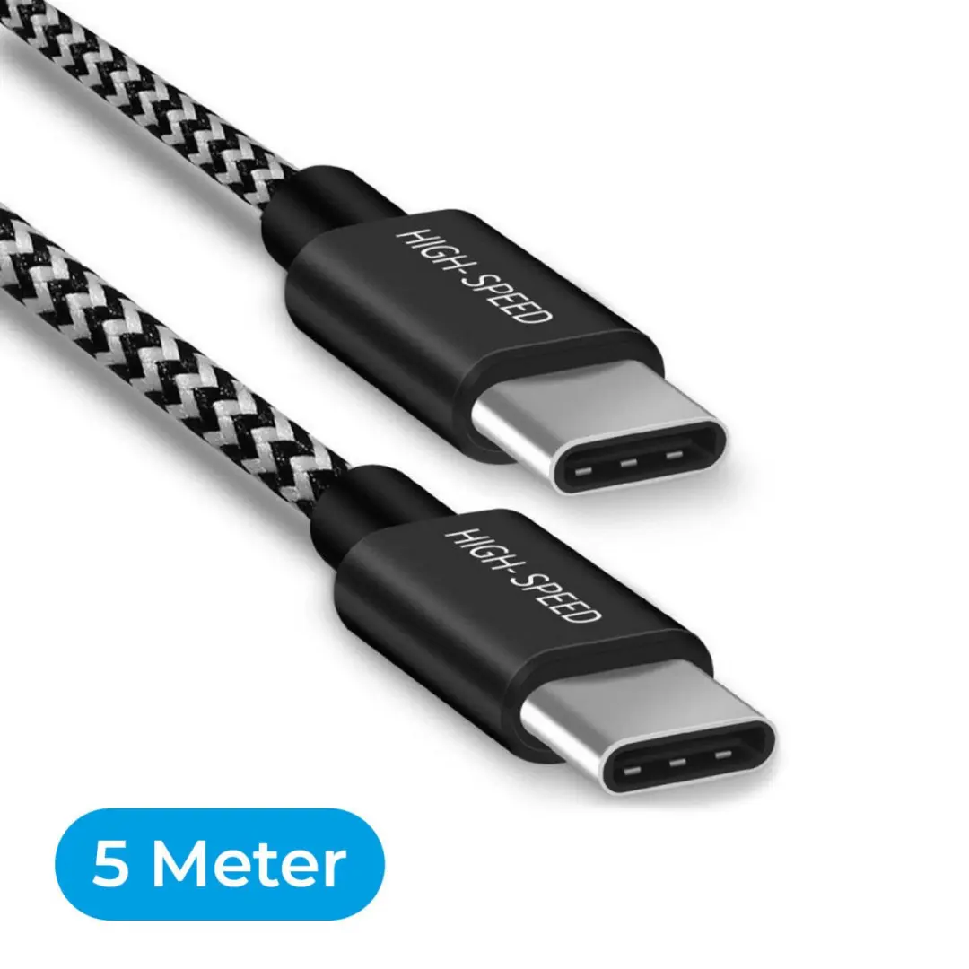 Dux Ducis K-One Fast Charging USB-C Kabel 5m - Zwart/Wit