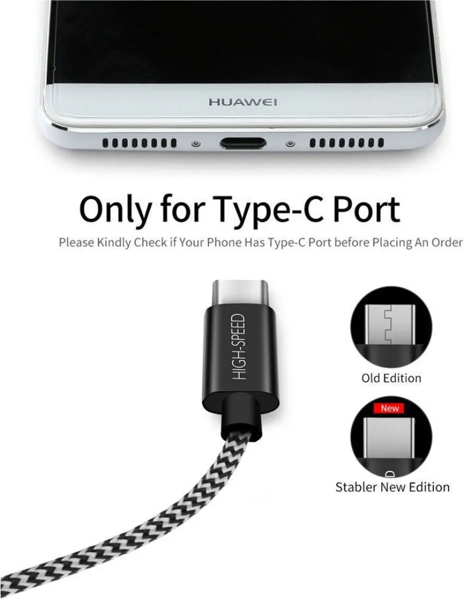 Dux Ducis K-One Fast Charging USB-C Kabel 5m - Zwart/Wit