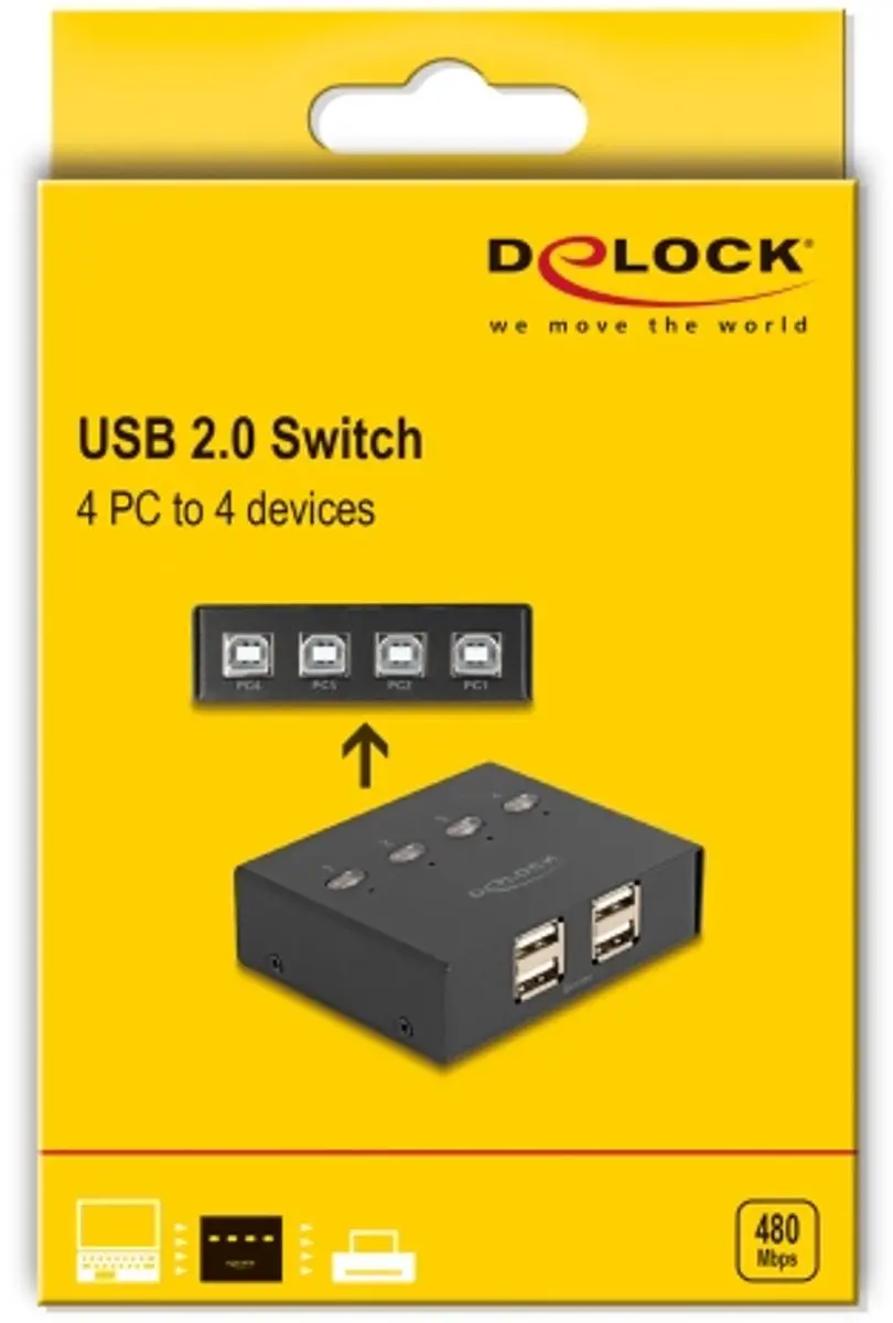 Delock USB 2.0 Switch 4 PC to 4 devices