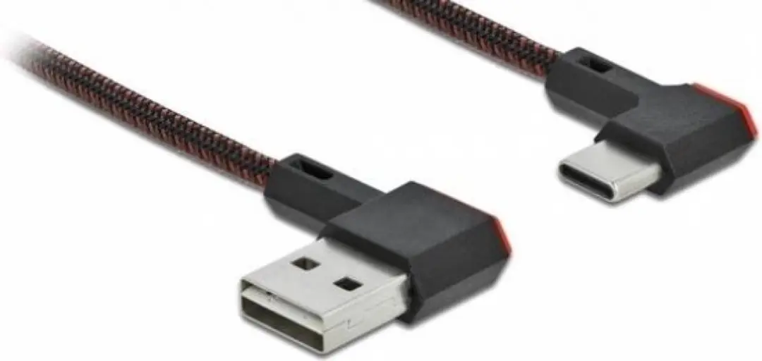 Delock USB-C Easy-USB-A Kabel Haaks 18W 0,2m - Zwart/Rood