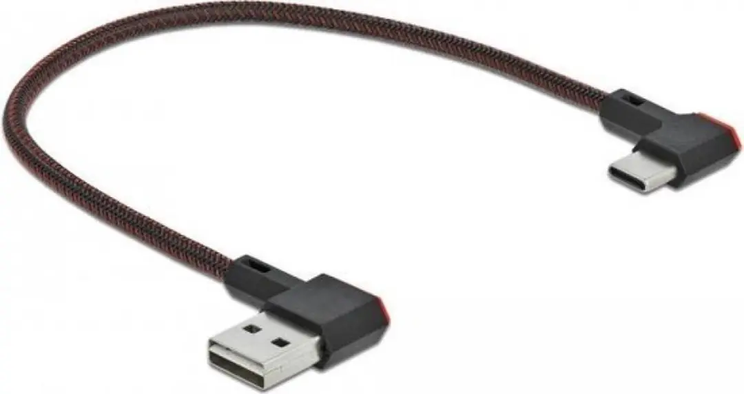 Delock USB-C Easy-USB-A Kabel Haaks 18W 0,2m - Zwart/Rood