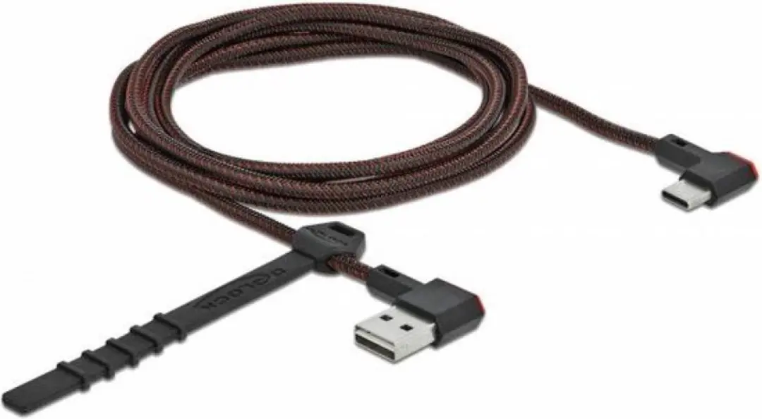 Delock USB-C Easy-USB-A Kabel Haaks 18W 0,2m - Zwart/Rood