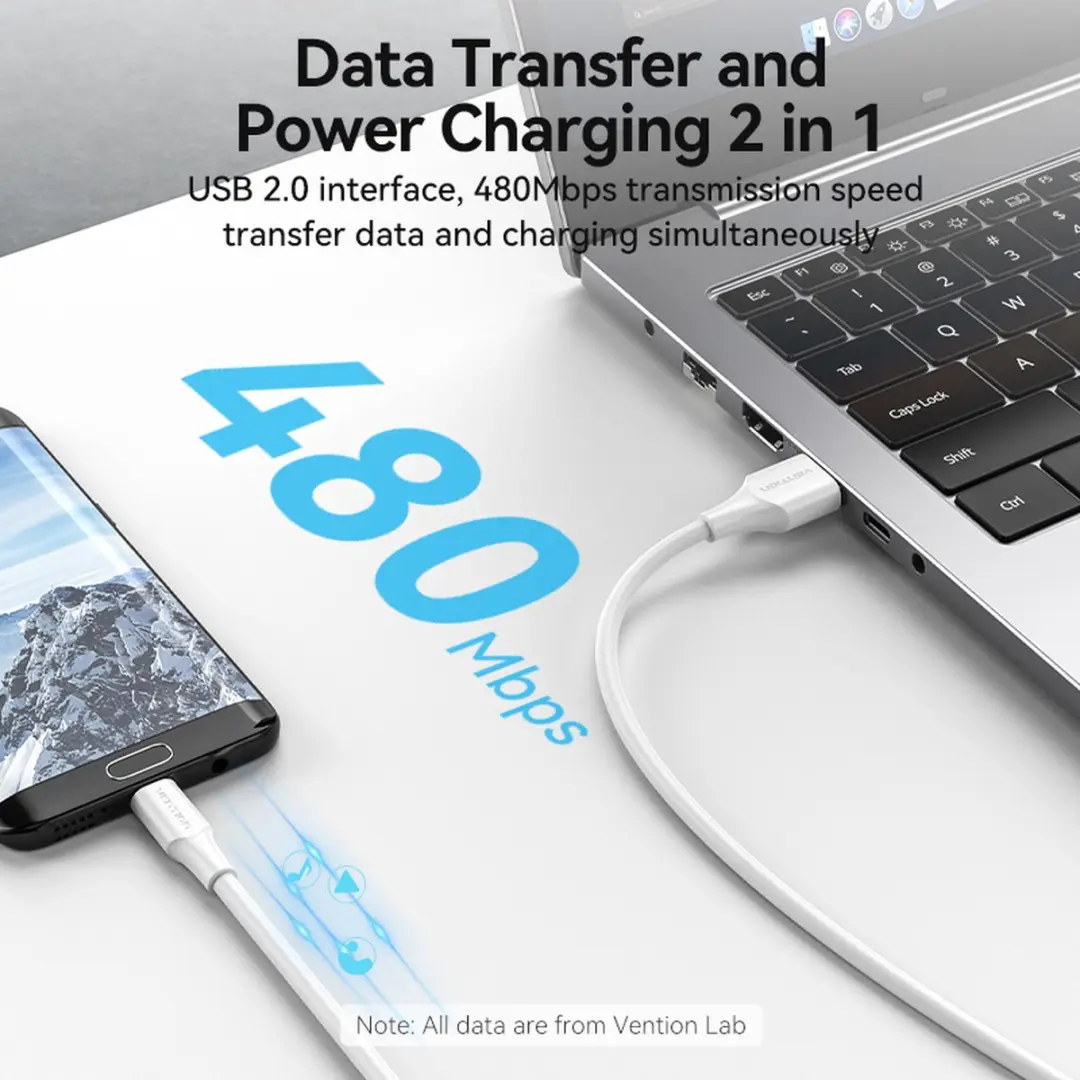 Vention CTIWH USB-kabel A naar Micro-USB B 2m - Wit - afbeelding 6 van 6