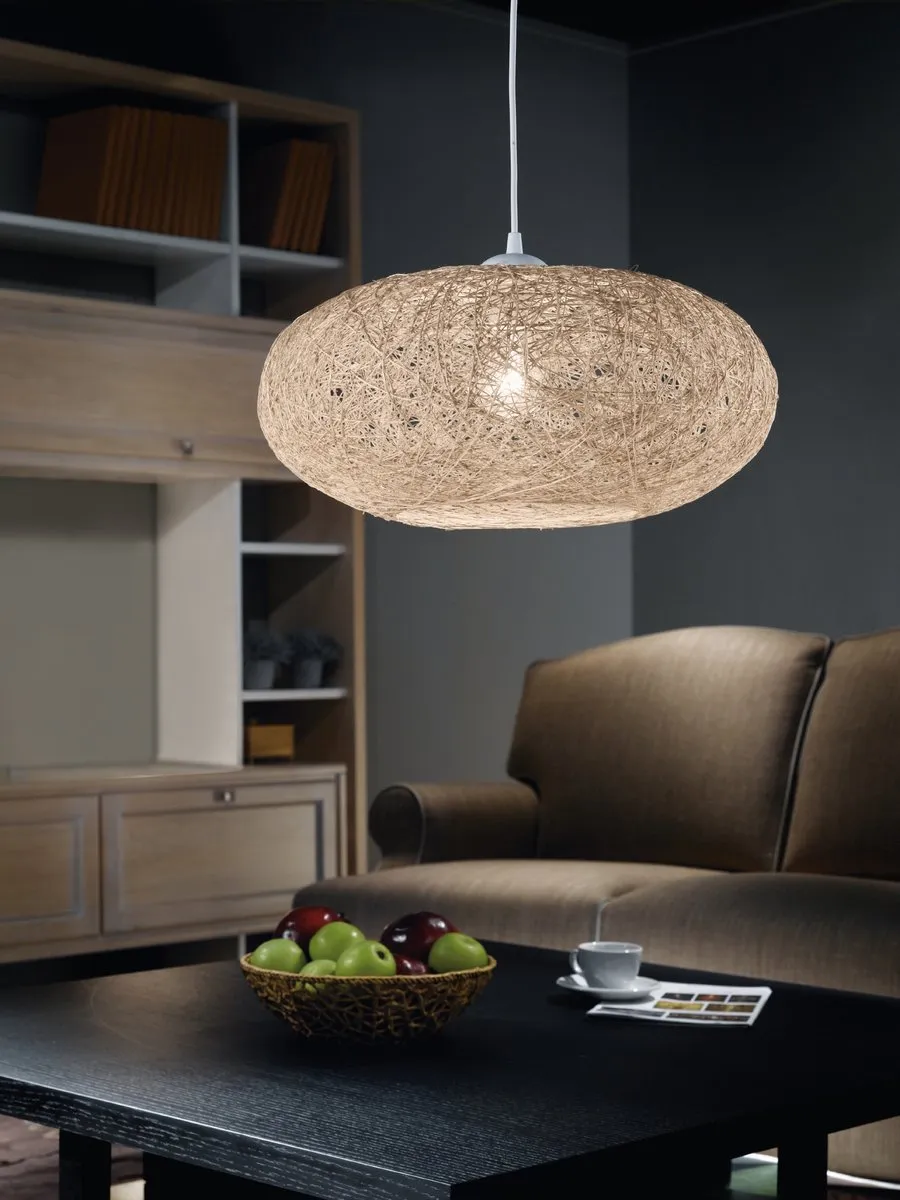 Eglo Campilo Hanglamp E27 - Ø45cm - Beige/Zand - afbeelding 6 van 6