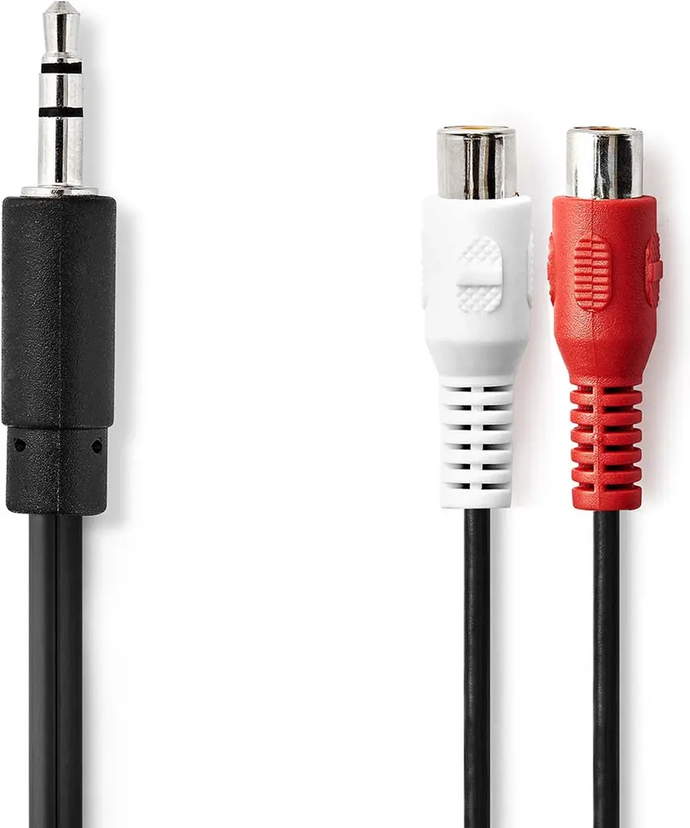 Nedis Stereo-Audiokabel 3,5mm Male - 2x RCA Female 0,2m - Zwart