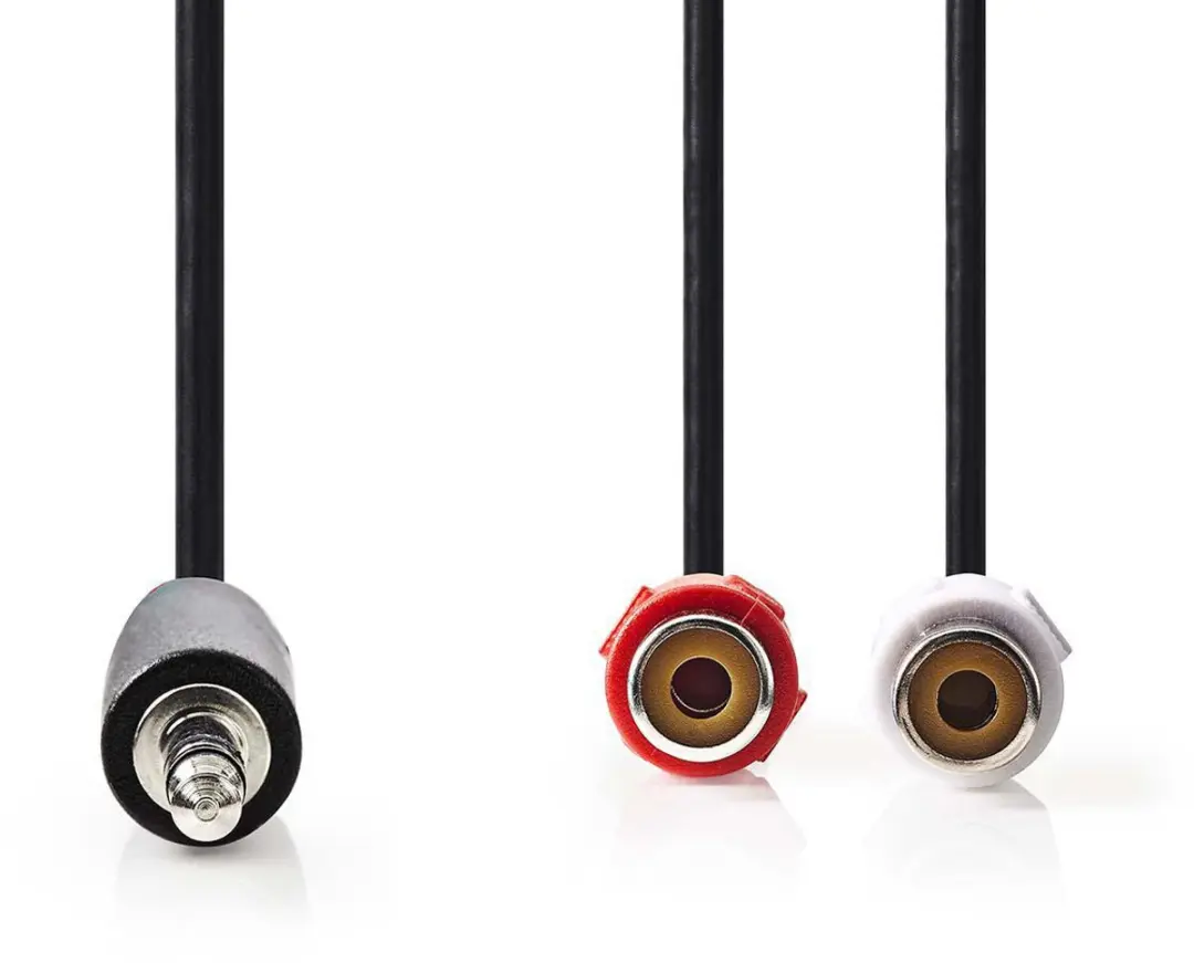 Nedis Stereo-Audiokabel 3,5mm Male - 2x RCA Female 0,2m - Zwart