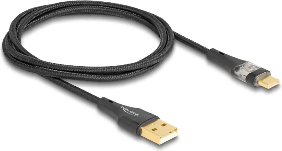 Delock USB 2.0 A naar C Kabel 60W - 1m - Zwart