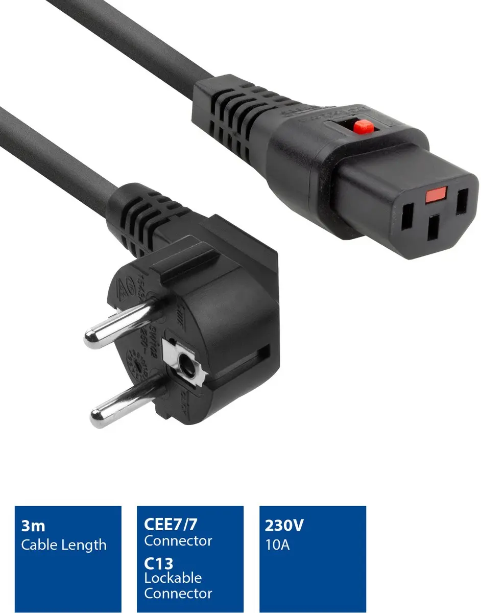 ACT EL234S AK5041 Netsnoer Schuko - 3m - Zwart