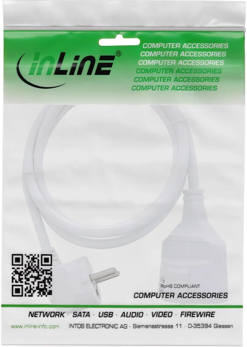 InLine CEE 7/7 7m Stroomverlengkabel - 3x1,50mm² - Wit