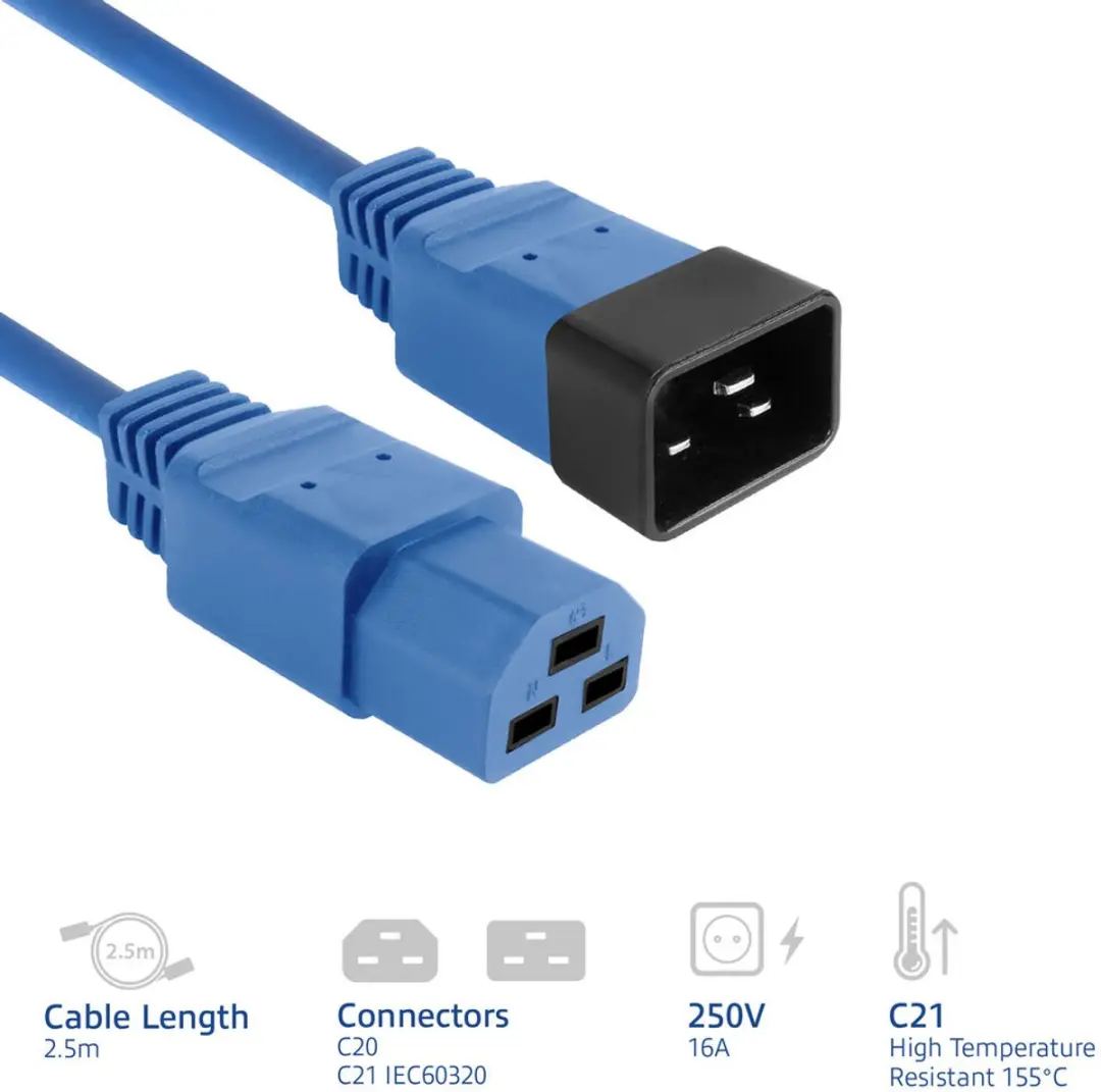 ACT Netsnoer C20-C21 IEC60320 Blauw 2,5m
