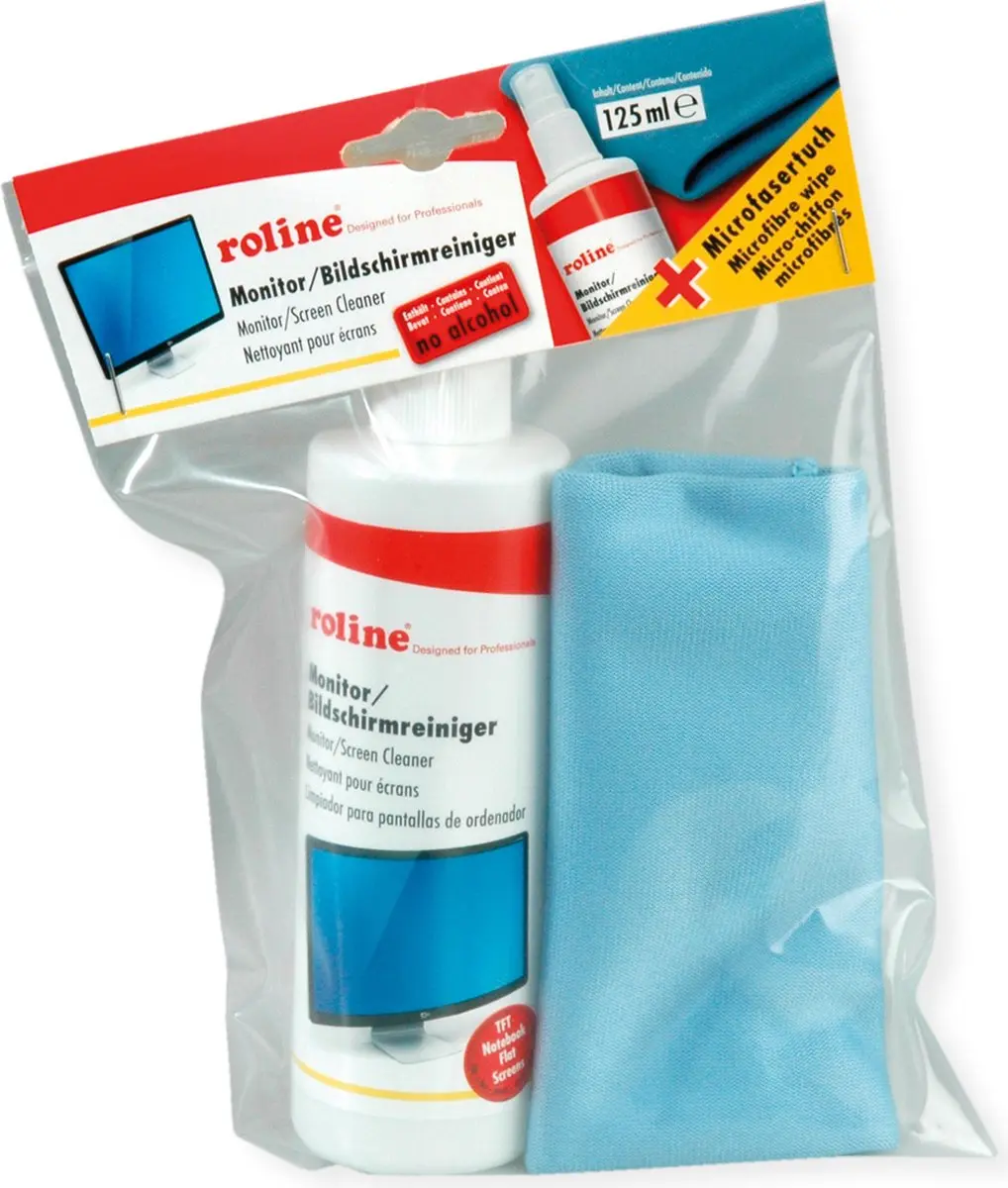 ROLINE beeldschermreiniger TFT inclusief microvezeldoek, 250 ml