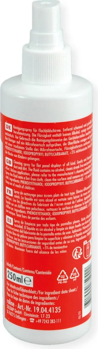 ROLINE beeldschermreiniger TFT inclusief microvezeldoek, 250 ml