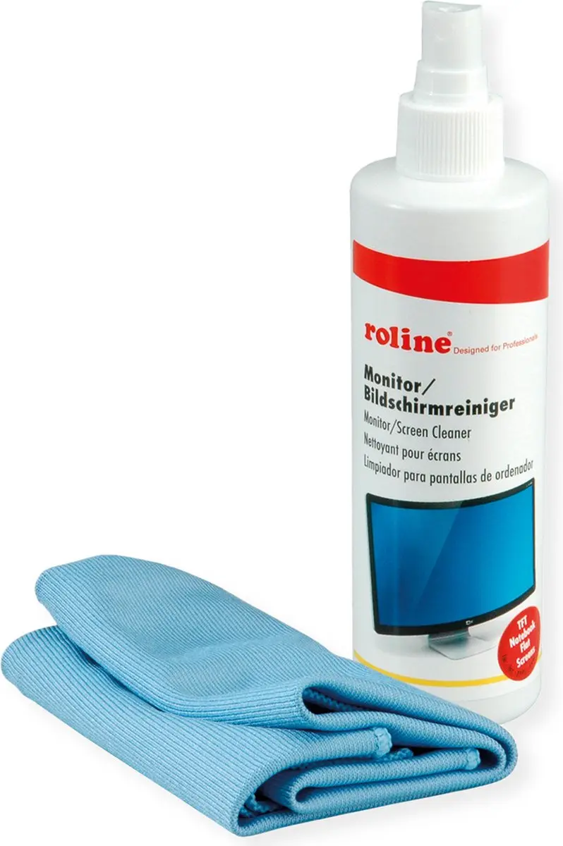 ROLINE beeldschermreiniger TFT inclusief microvezeldoek, 250 ml