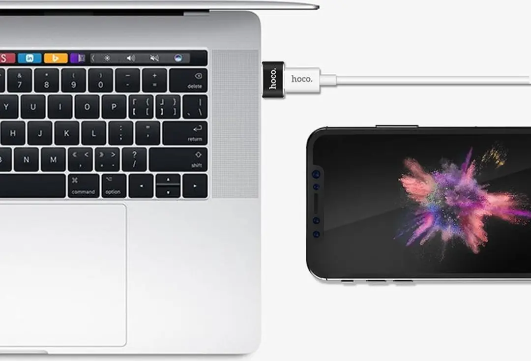 Hoco UA6 USB naar USB-C Adapter - Opladen & Data - Zwart