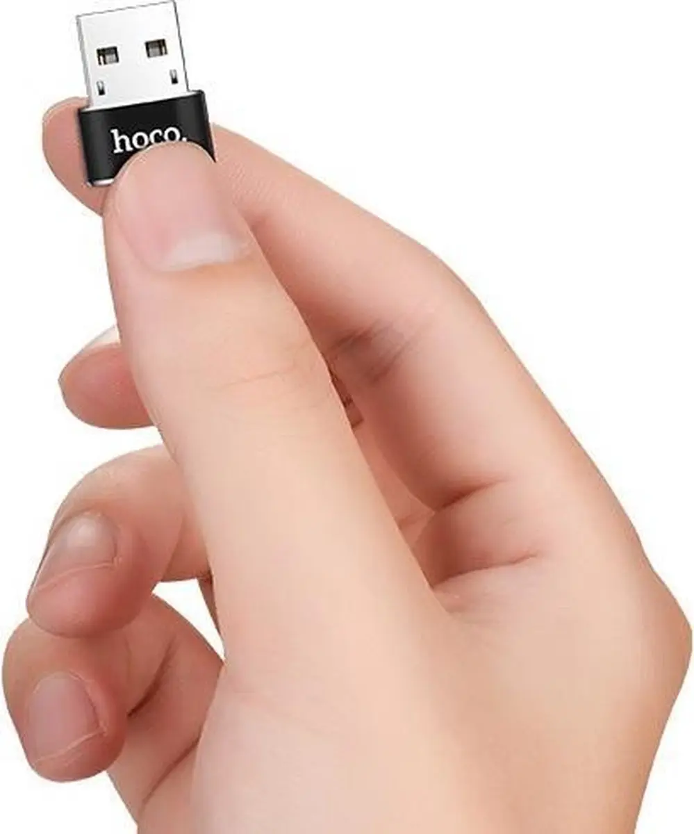 Hoco UA6 USB naar USB-C Adapter - Opladen & Data - Zwart