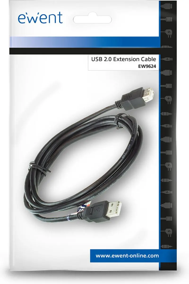 Ewent EW9624 USB-kabel - Zwart