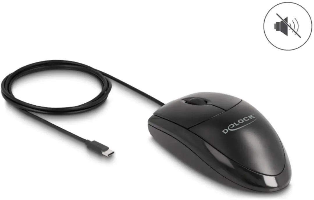 Delock Optical USB Type-C Silent Muis - Zwart