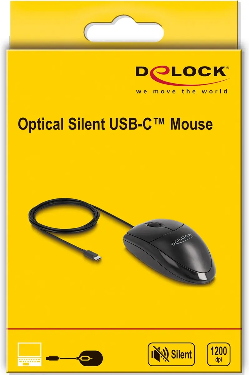 Delock Optical USB Type-C Silent Muis - Zwart