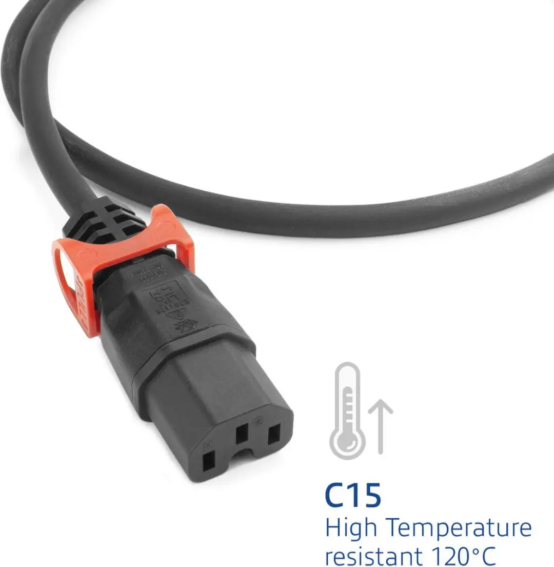 ACT C15 CEE 7/7 Stroomkabel 3x1,00mm² - 3m - Zwart